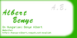 albert benye business card